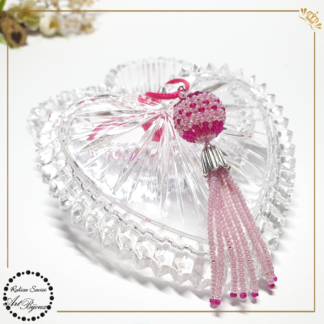 PANDANTIV BILUȚĂ CU FRANJURI roz cu ciclam - bijuterii - coliere - pandative - Artynos.ro