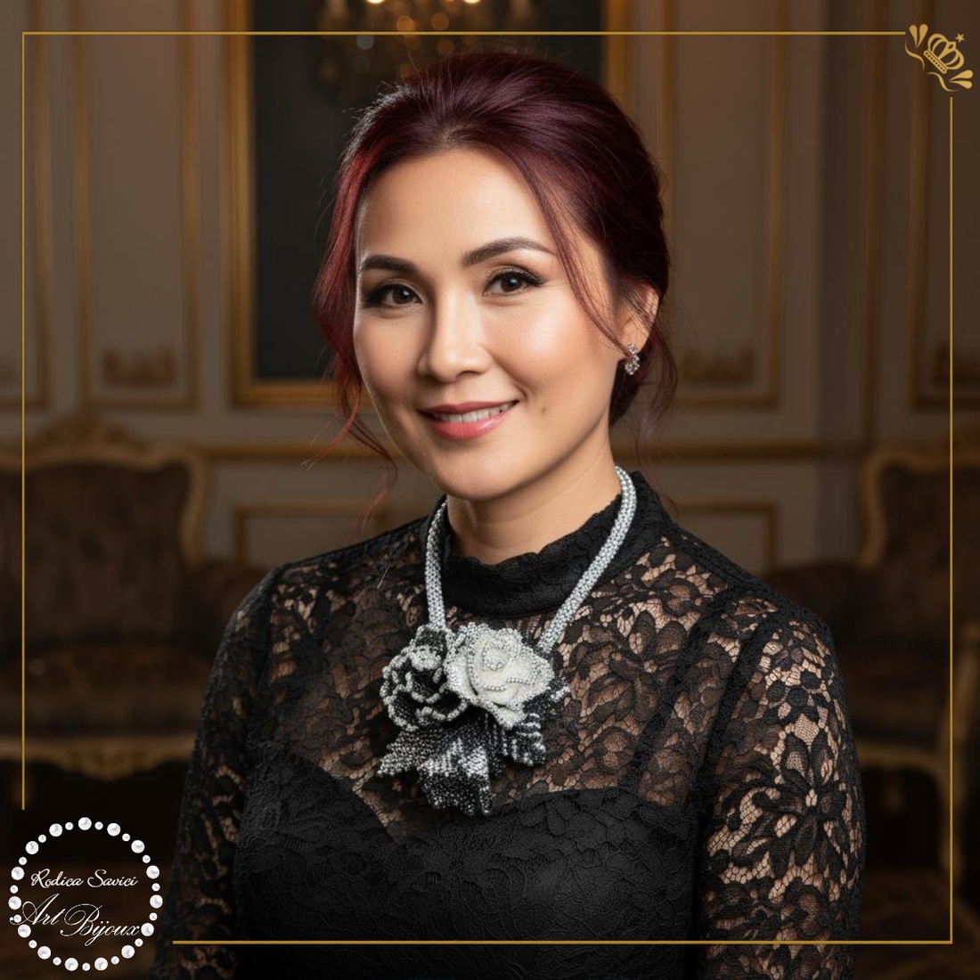 Colier 2 în 1 -  cu 3 trandafiri  - bijuterii - coliere - coliere din mărgele - Artynos.ro