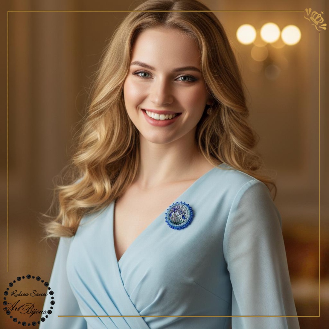 Broșă Iriși Albaștri - bijuterii - broșe - Artynos.ro