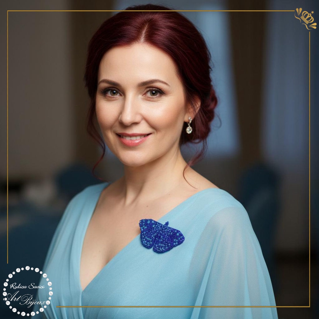 BROȘĂ FLUTURE ALBASTRU - Noapte înstelată - bijuterii - broșe - Artynos.ro