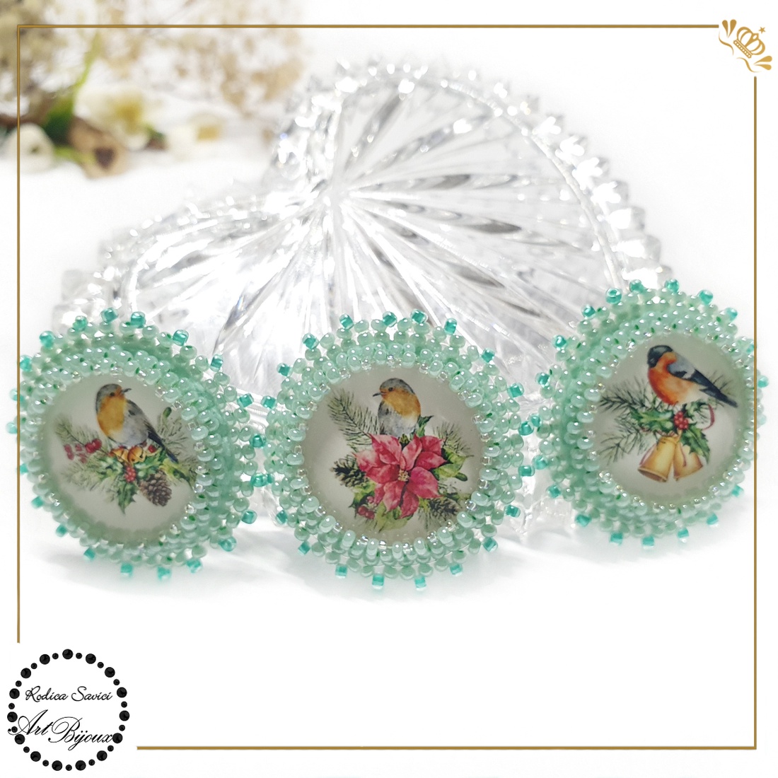 BROȘĂ PASĂRE pe ramură de brad - nr.1 - bijuterii - broșe - Artynos.ro