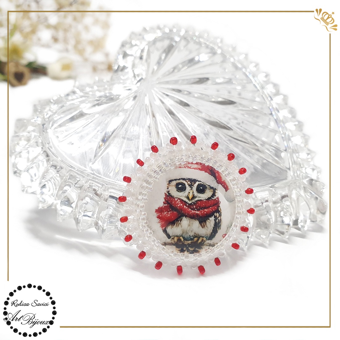 BROȘĂ BUFNIȚĂ cu fes - nr. 2 - bijuterii - broșe - Artynos.ro