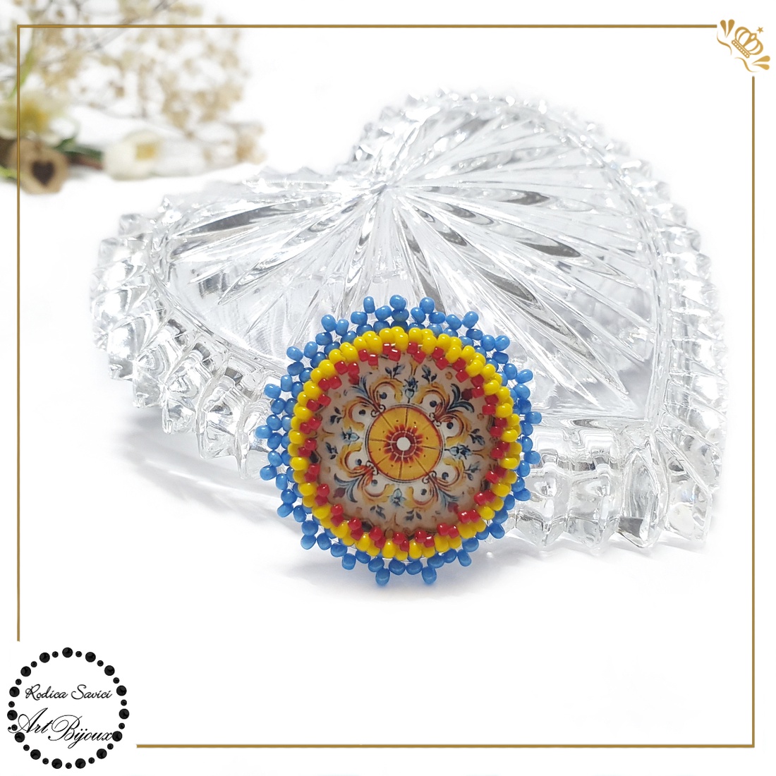 BROȘĂ MODELE STILIZATE cu margini tricolor - nr. 1 - bijuterii - broșe - Artynos.ro