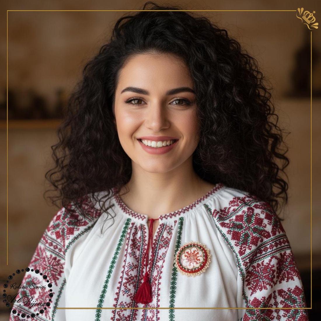 BROȘĂ MODELE STILIZATE cu margine crem - nr. 1 - bijuterii - broșe - Artynos.ro