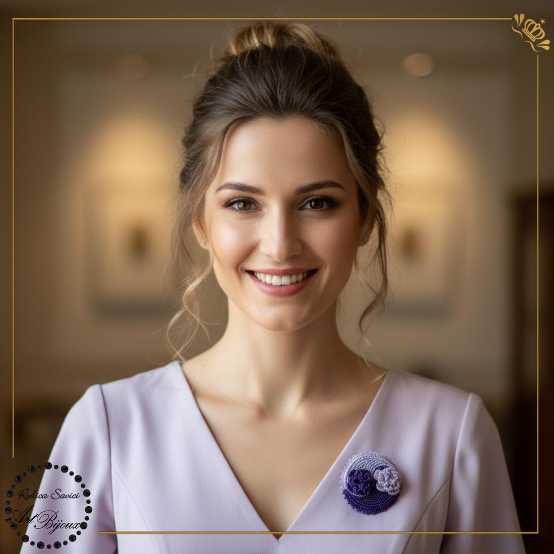 BROȘĂ YING YANG cu flori mov și lila - bijuterii - broșe - Artynos.ro