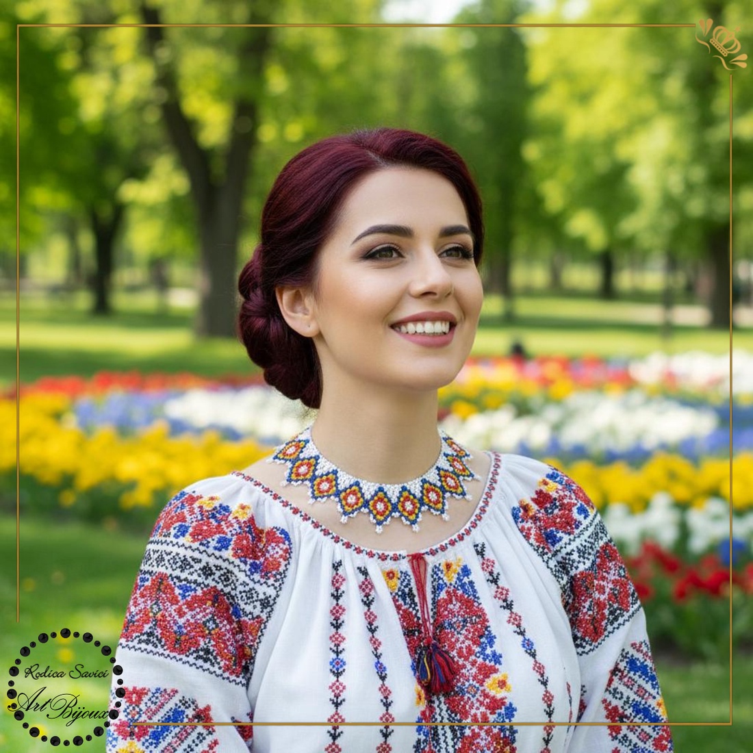 ZGĂRDAN tradițional cu tricolorul României - bijuterii - coliere - coliere din mărgele - Artynos.ro