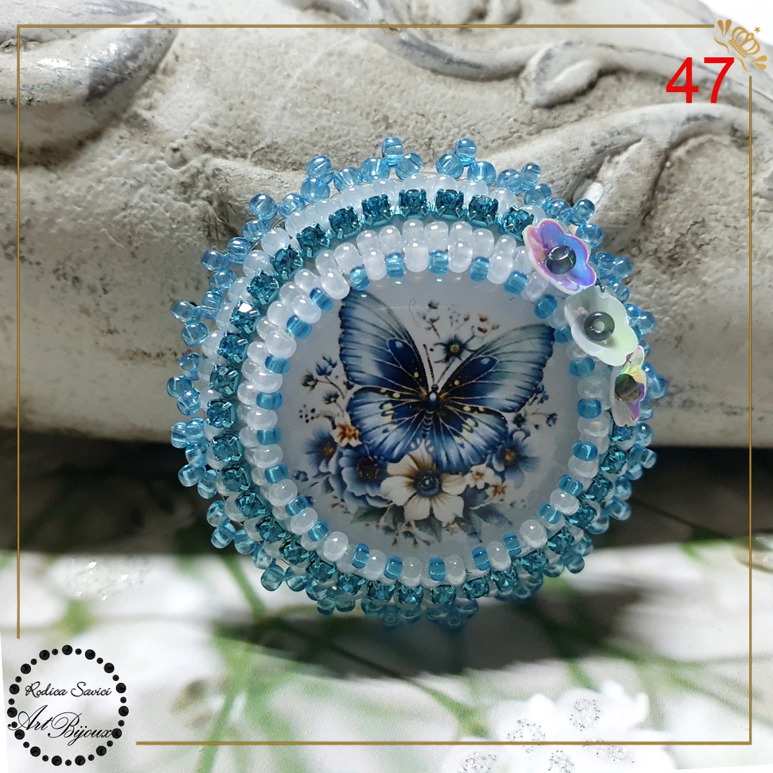 Broșă fluture bleu - nr 47 - bijuterii - broșe - Artynos.ro