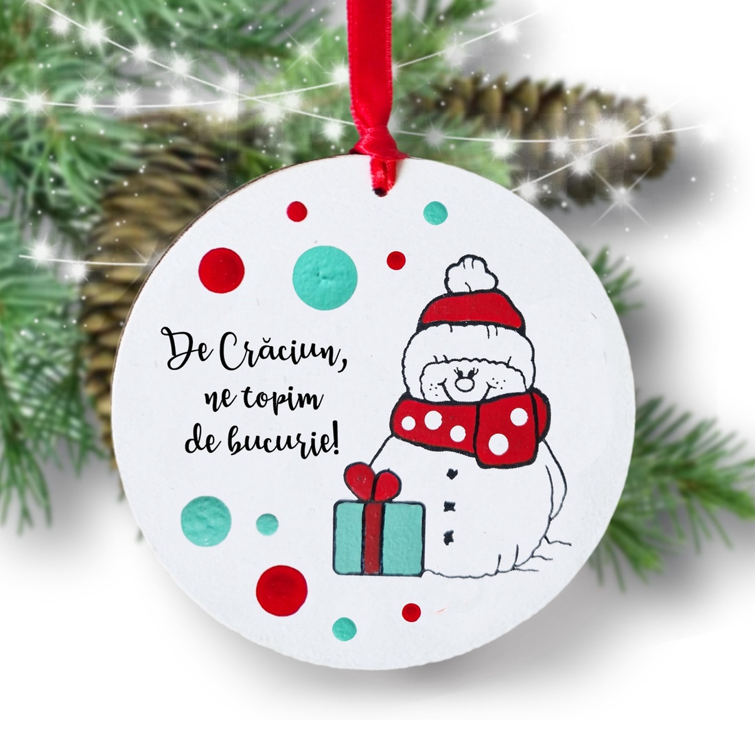 Glob Craciun Om de zapada pictat manual personalizat cu mesaj - crăciun - decorațiuni de crăciun de casă - globuri de crăciun - Artynos.ro