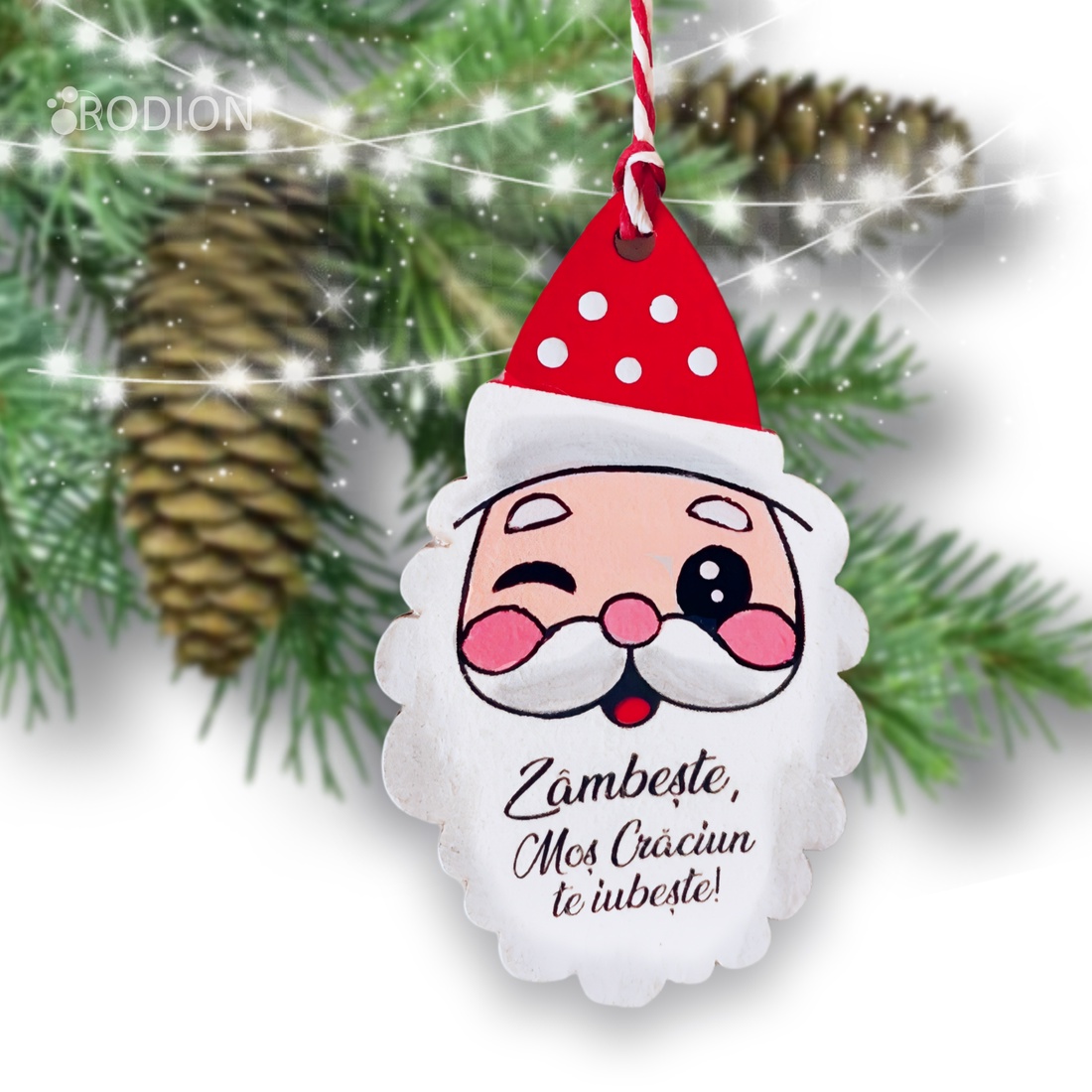 Glob Mos Craciun pictat manual personalizat cu mesaj - crăciun - decorațiuni de crăciun de casă - globuri de crăciun - Artynos.ro