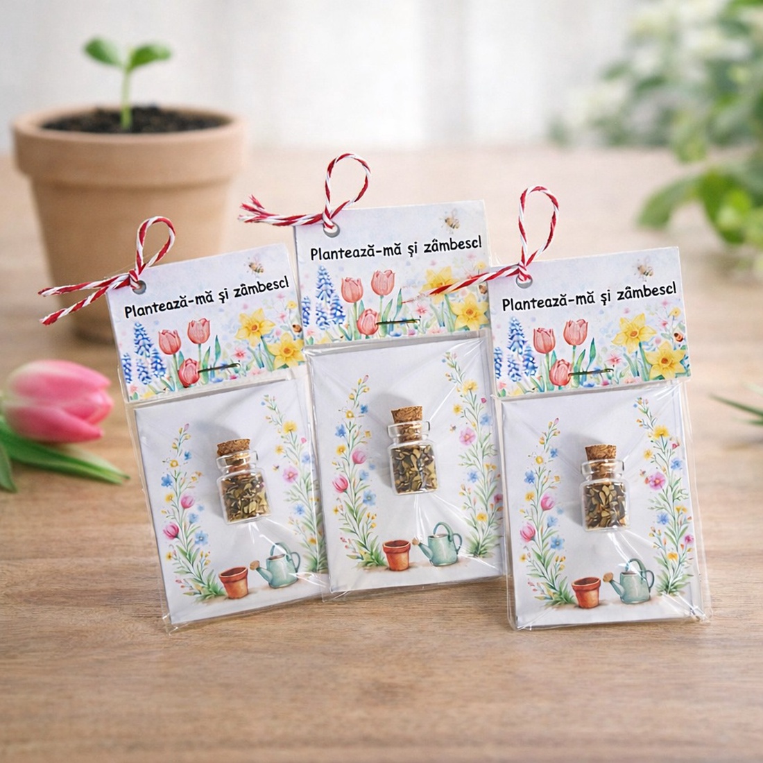 Mărțișor plantabil cu semințe de flori in sticluta - bijuterii - mărțișor - Artynos.ro