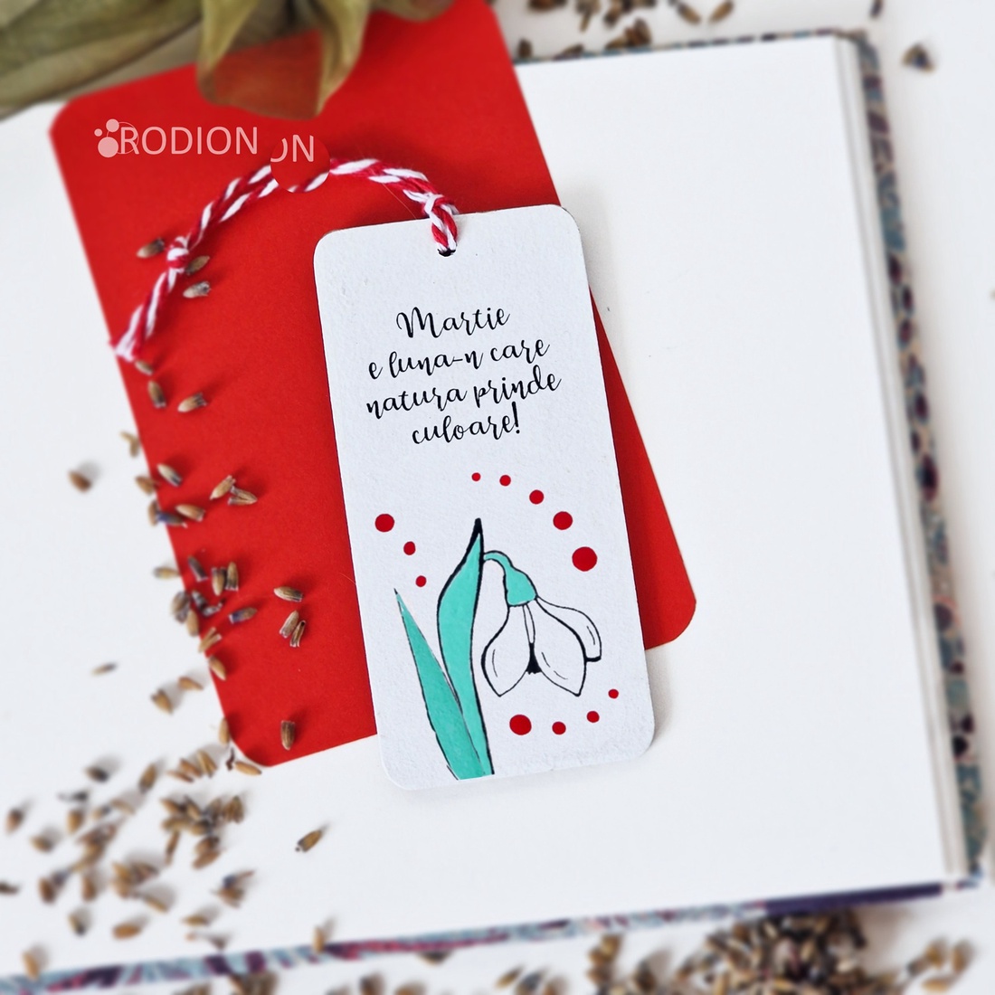 Martisoare semn de carte pictate manual cu mesaj Ghiocel - bijuterii - mărțișor - Artynos.ro