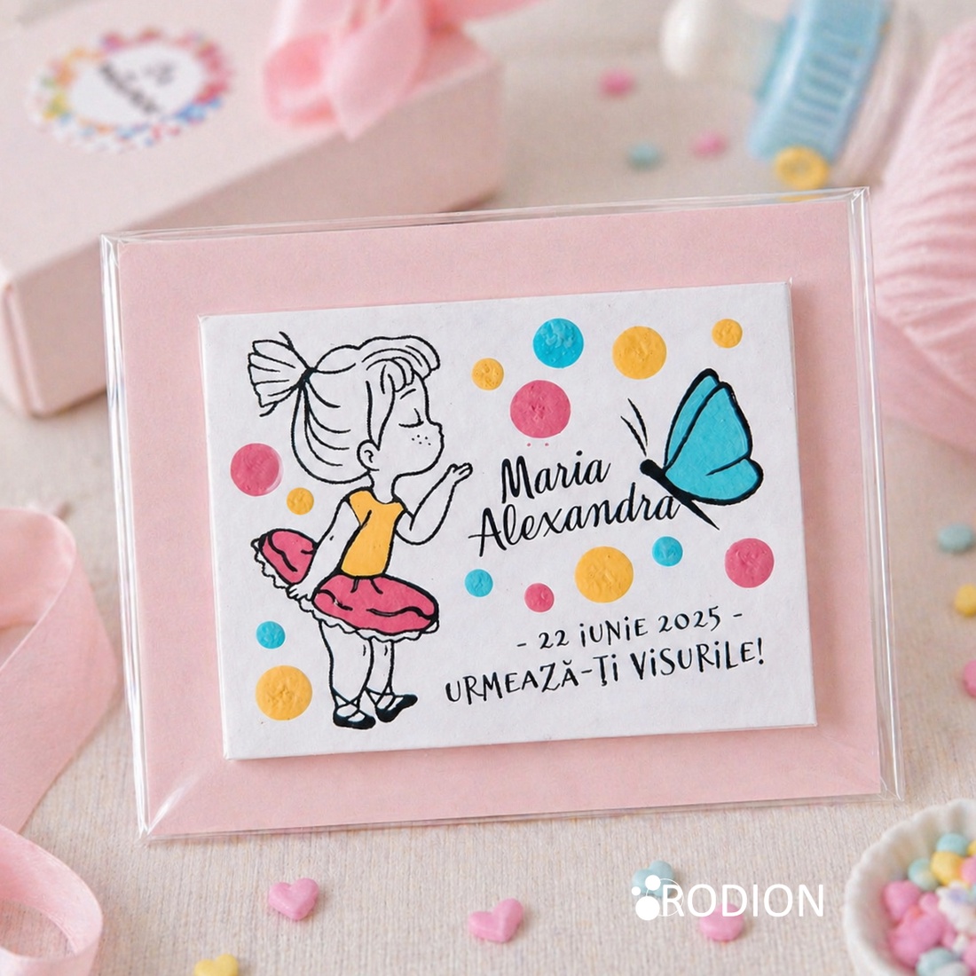 Marturii botez fetita pictat manual personalizate cu nume Balerina - jucării și echipamente pentru copii - daruri de botez - Artynos.ro