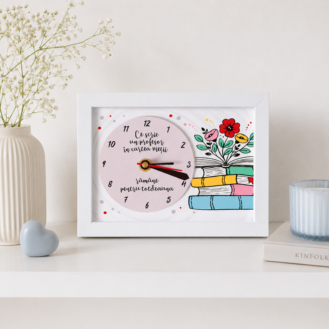 Ceas inramat CARTI personalizat cu mesaj pictat manual - casă & stil de viață - decorațiuni de casă - decorațiuni de pereți - ceasuri de perete - Artynos.ro