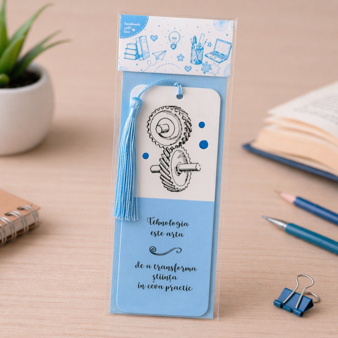 Semn de carte EDUCATIE TEHNOLOGICA cadru didactic personalizat cu mesaj lucrat manual - cărți și creații cu tematică muzicală, cadouri - semn de carte - Artynos.ro