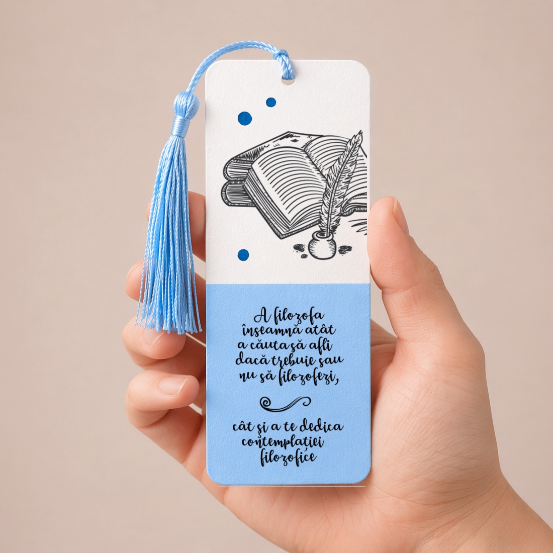 Semn de carte FILOZOFIE cadru didactic personalizat cu mesaj lucrat manual - cărți și creații cu tematică muzicală, cadouri - semn de carte - Artynos.ro