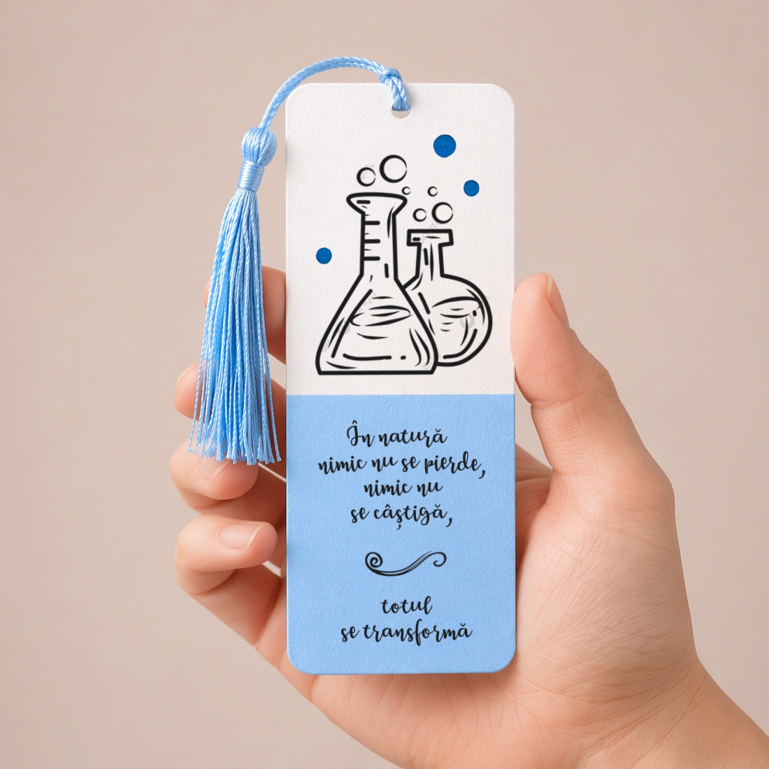 Semn de carte CHIMIE cadru didactic personalizat cu mesaj lucrat manual - cărți și creații cu tematică muzicală, cadouri - semn de carte - Artynos.ro