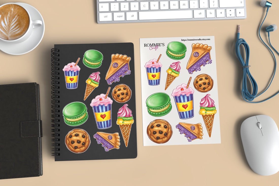 Set stickere dulciuri cute -autocolante decorative, jurnal, planner, laptop - casă & stil de viață - produse de papetărie - pachet stickere - Artynos.ro