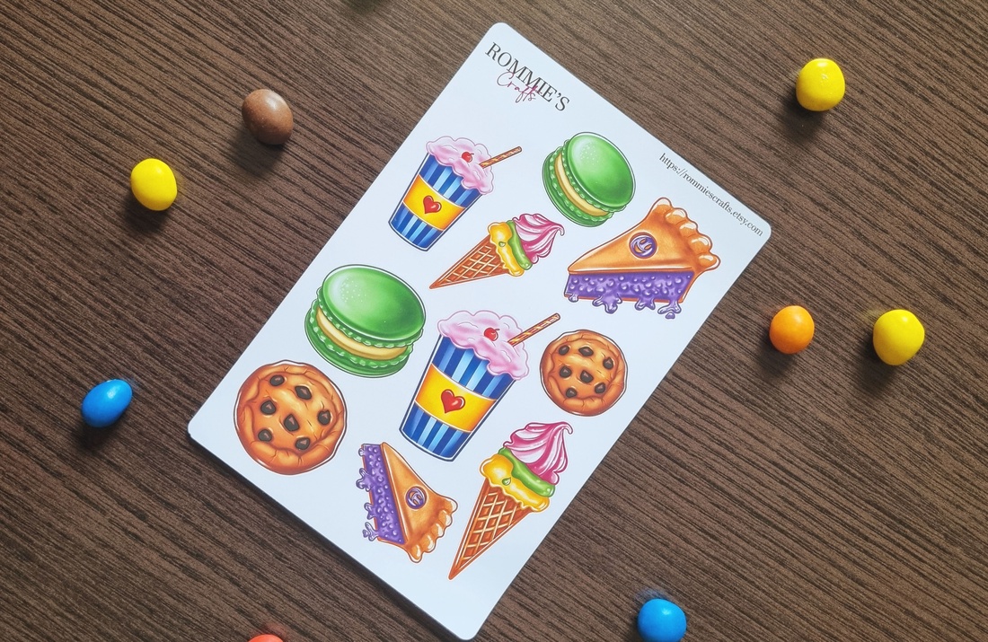 Set stickere dulciuri cute -autocolante decorative, jurnal, planner, laptop - casă & stil de viață - produse de papetărie - pachet stickere - Artynos.ro