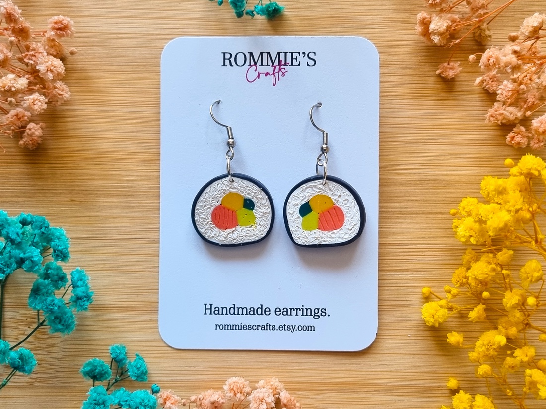 Cercei sushi handmade din lut polimeric, inspirati din cultura japoneza - bijuterii - cercei - cercei cu figurine - Artynos.ro