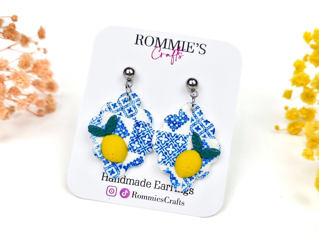 Cercei model mediteranean, cu lamai, handmade din lut polimeric - bijuterii - cercei - cercei lungi - Artynos.ro