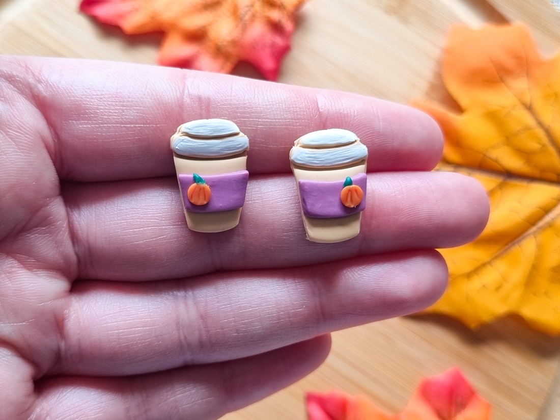 Set cercei de toamna cafea si pisicute, handmade din lut polimeric - bijuterii - cercei - cercei cu figurine - Artynos.ro