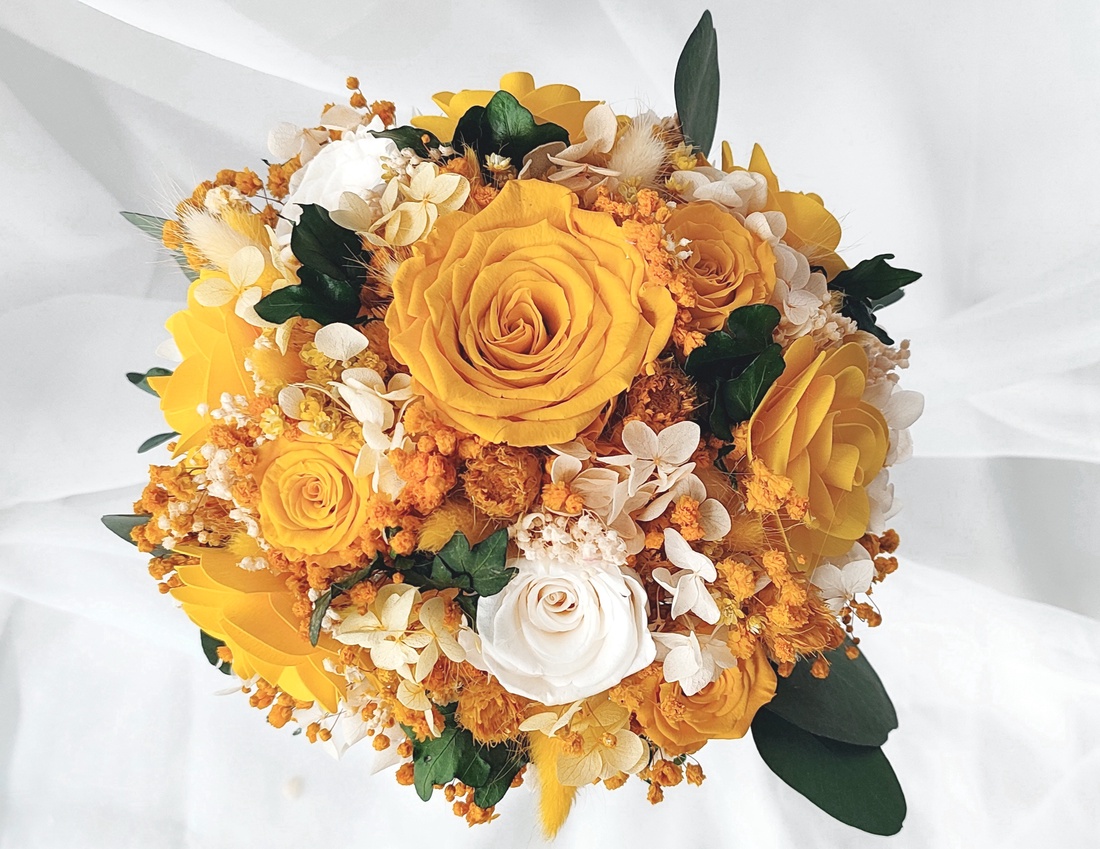 Buchet de mireasa / nasa cu trandafiri și flori criogenate - accesorii nuntă - amintiri și cadouri de nuntă - cadou nuntă - set de ceremonie - Artynos.ro