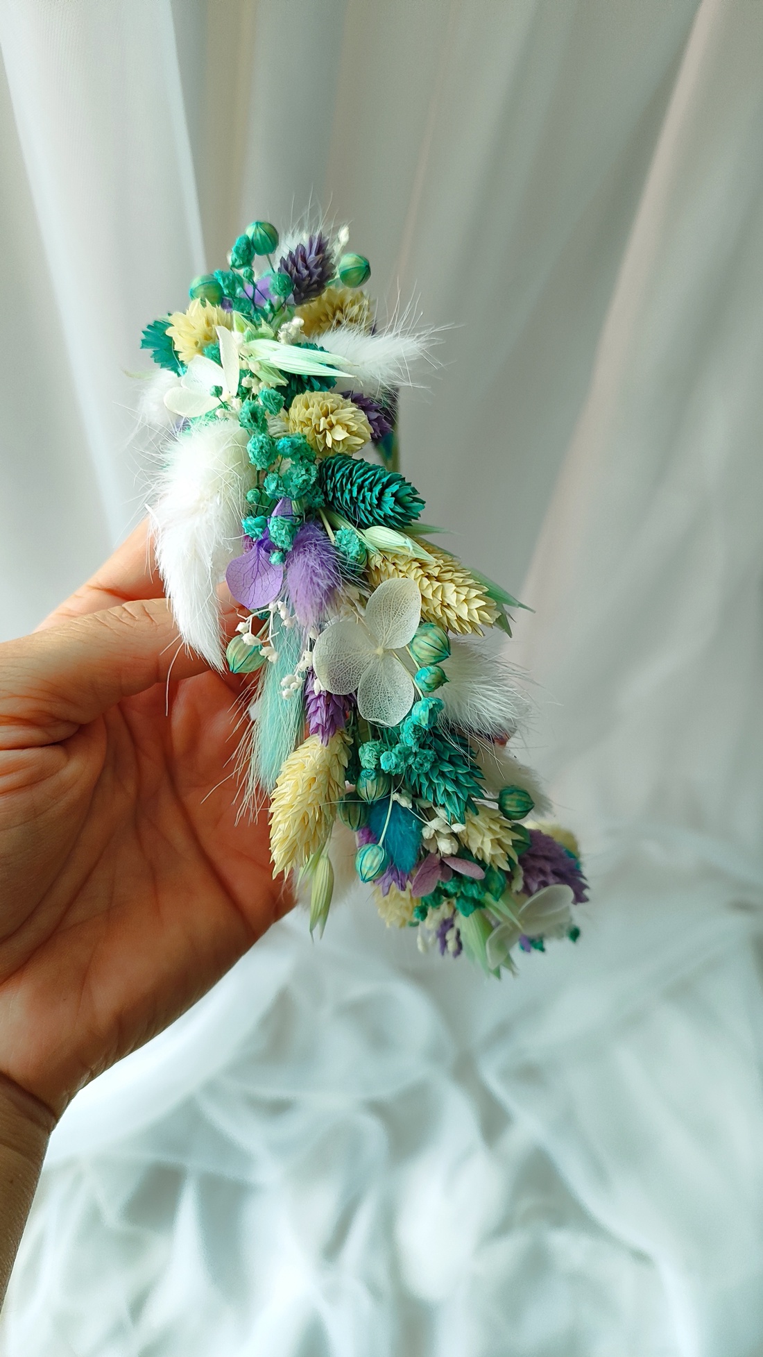 Coronita din flori cruigenate si stabilizate pentru premiere/festivitate scoala/nunta - accesorii nuntă - buchet mireasă  - Artynos.ro