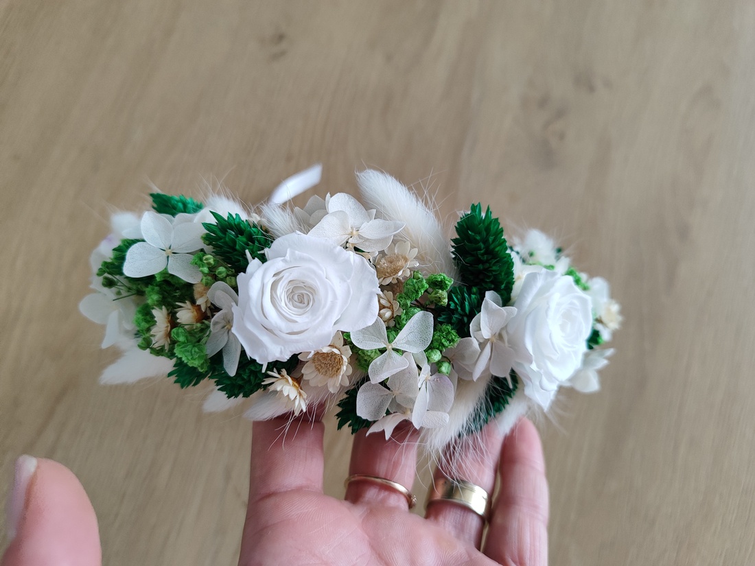 Coronita din flori criogenate si stabilizate pentru premiere/festivitate scoala/nunta - accesorii nuntă - buchet mireasă  - Artynos.ro