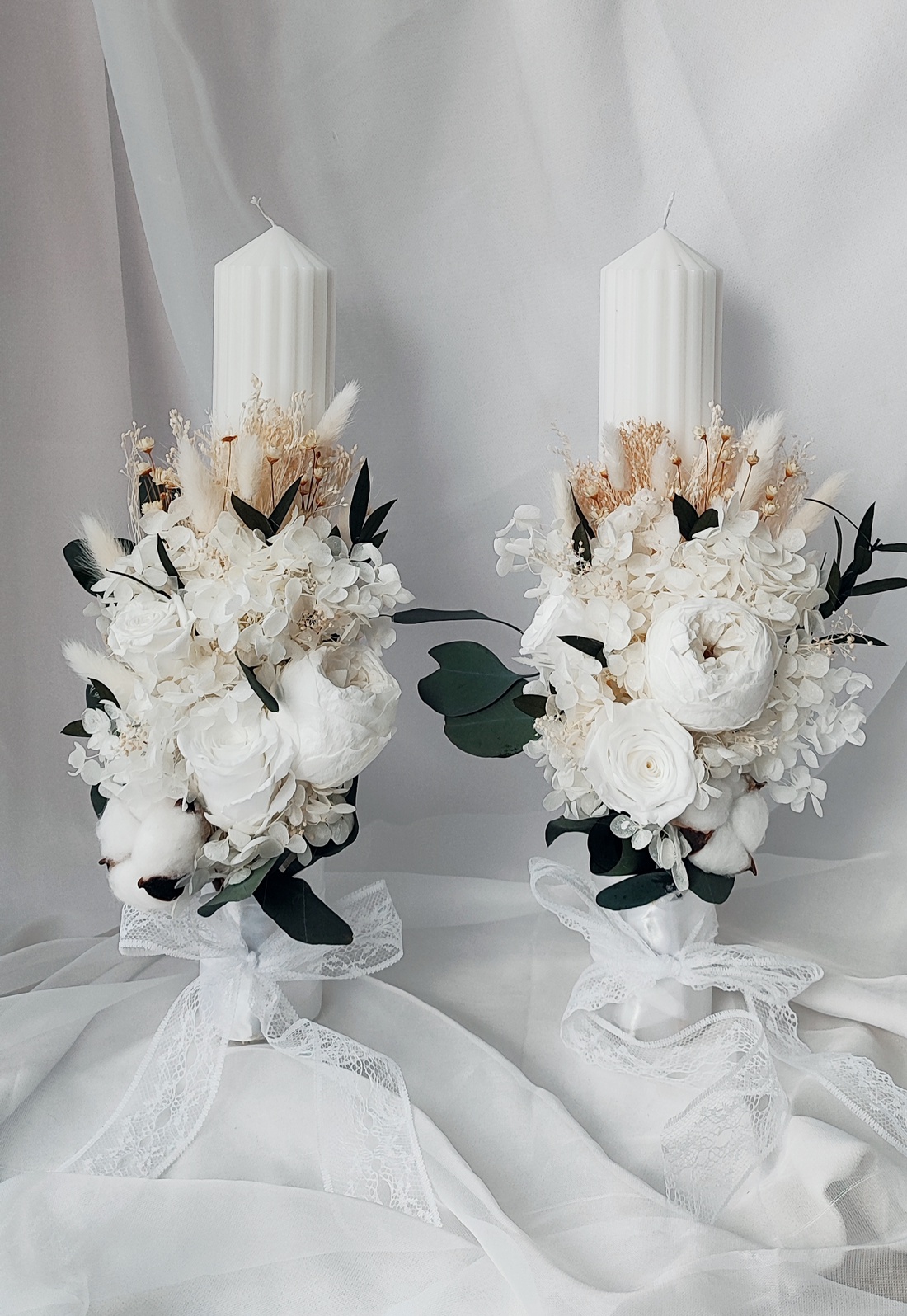 Set lumânări nunta - accesorii nuntă - materiale decor pentru nuntă - lumânări de nuntă și suport lumânări - Artynos.ro