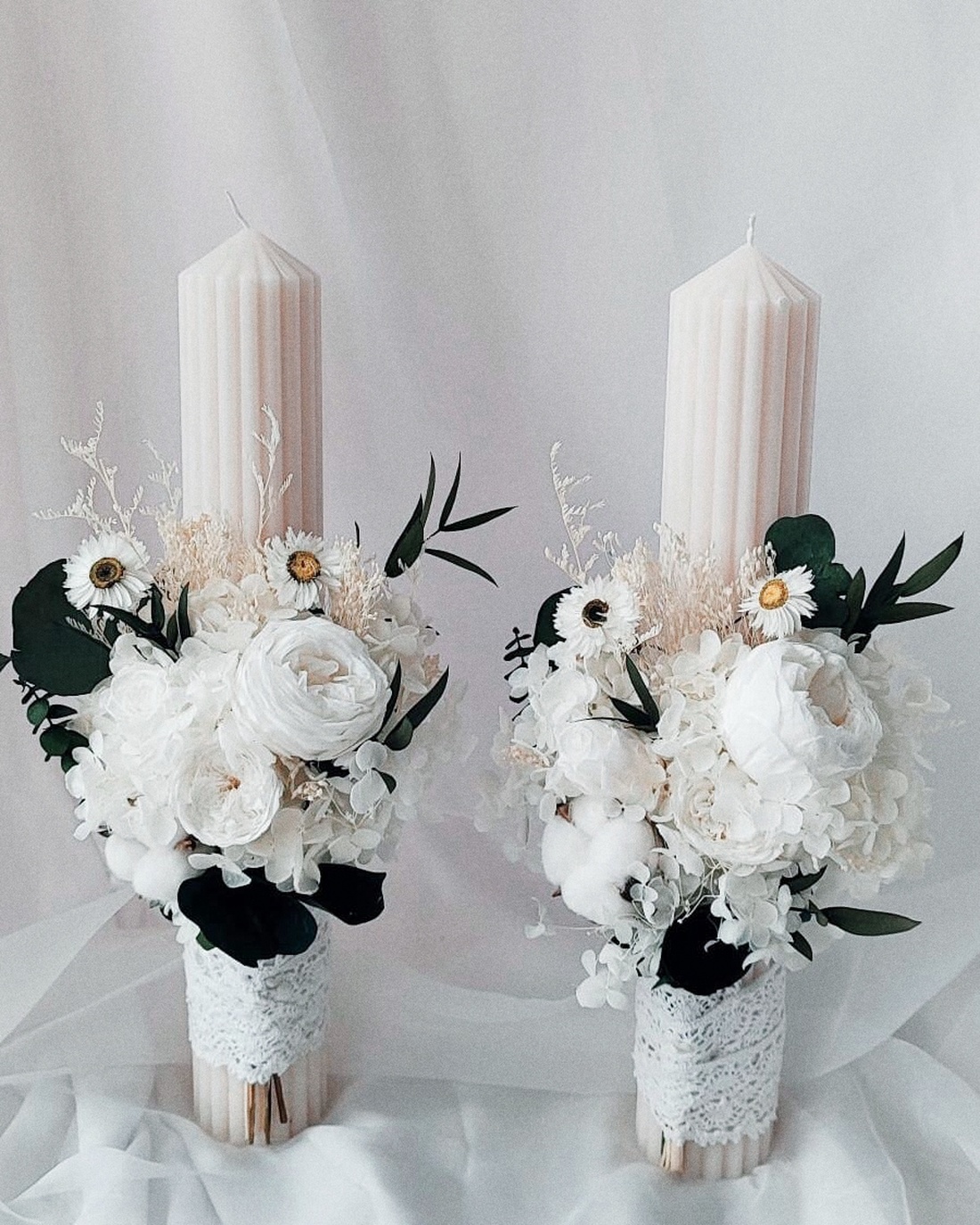 Set lumânări nunta - accesorii nuntă - materiale decor pentru nuntă - lumânări de nuntă și suport lumânări - Artynos.ro