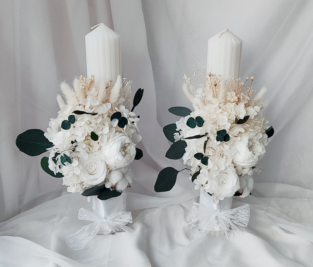 Set lumânări nunta - accesorii nuntă - materiale decor pentru nuntă - lumânări de nuntă și suport lumânări - Artynos.ro