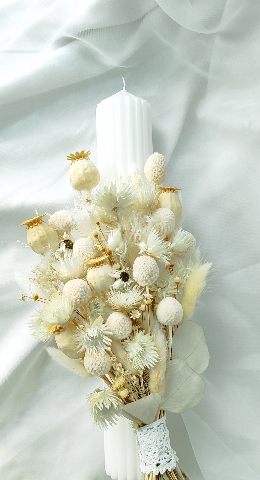 Lumânare botez flori atemporale - accesorii nuntă - materiale decor pentru nuntă - lumânări de nuntă și suport lumânări - Artynos.ro