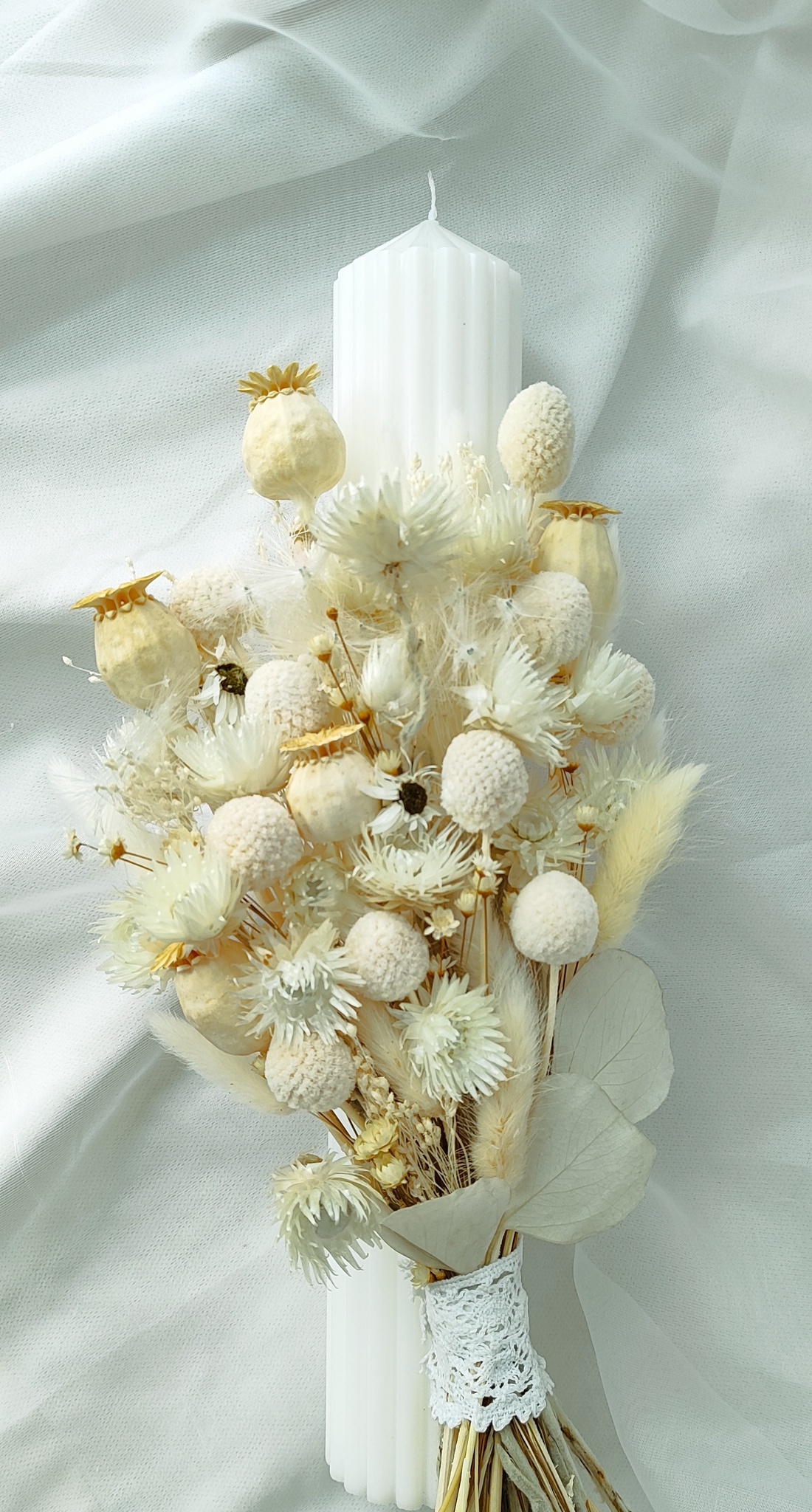 Lumânare botez flori atemporale - accesorii nuntă - materiale decor pentru nuntă - lumânări de nuntă și suport lumânări - Artynos.ro