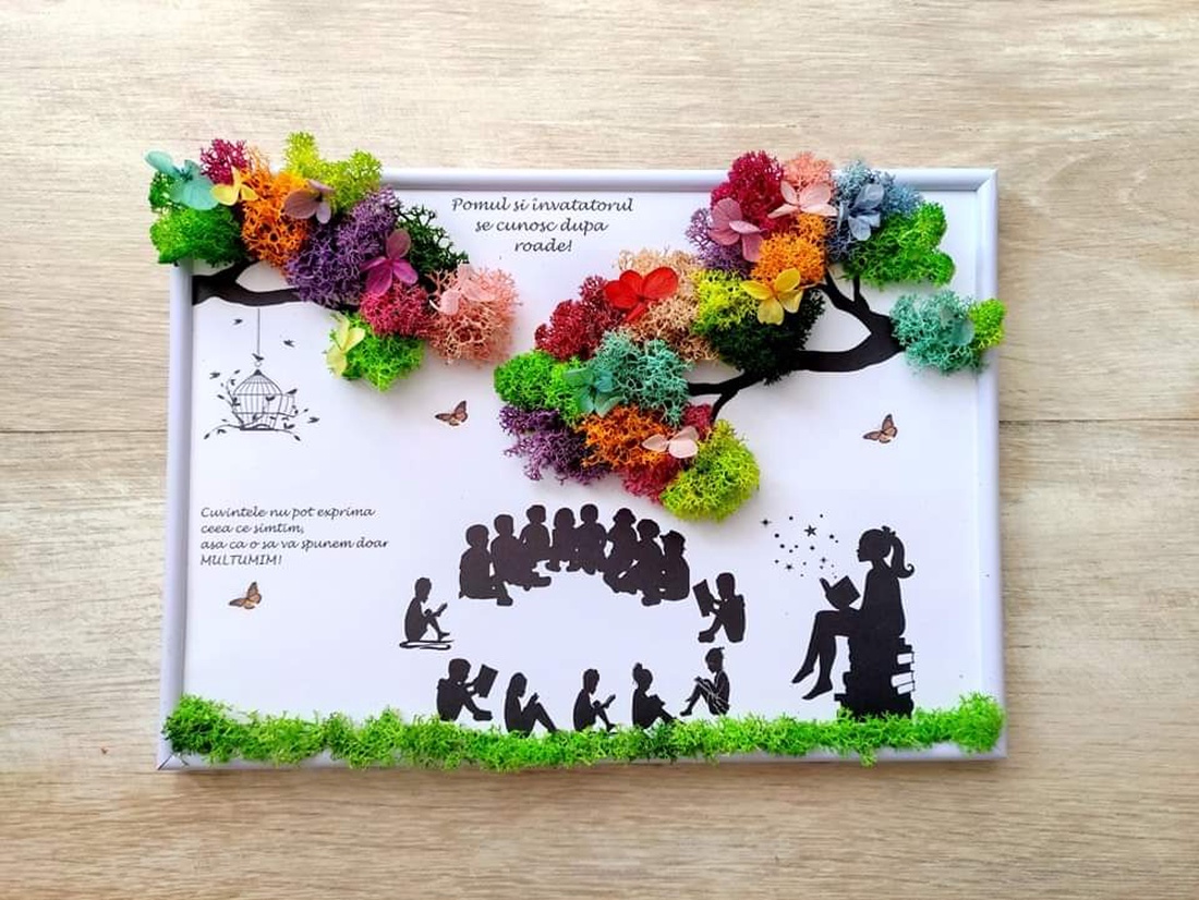 Tablou Decorativ recunoștință cadre didactice - învățătoare, educatoare, potrivit pentru serbare, final de an scolar - casă & stil de viață - decorațiuni de casă - accesorii florale - buchete de flori - Artynos.ro