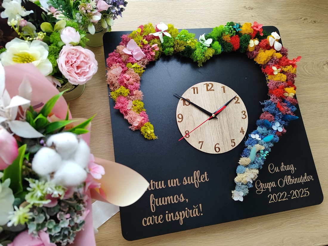 Decorațiune Ceas - Cadre Didactice- învățătoare,educatoare,profesori ideal pentru serbare, final de an scolar - casă & stil de viață - decorațiuni de casă - accesorii florale - buchete de flori - Artynos.ro