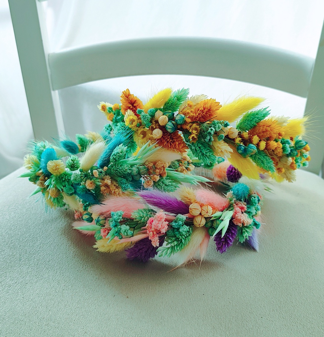 Coronita din flori criogenate si stabilizate pentru premiere/festivitate scoala/nunta - accesorii nuntă - ornamente de păr de nuntă - coroană de cap mireasă - Artynos.ro