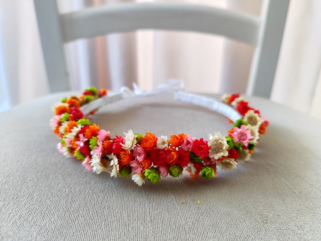 Coronite din flori criogenate si stabilizate pentru premiere/festivitate scoala/nunta - accesorii nuntă - ornamente de păr de nuntă - coroană de cap mireasă - Artynos.ro