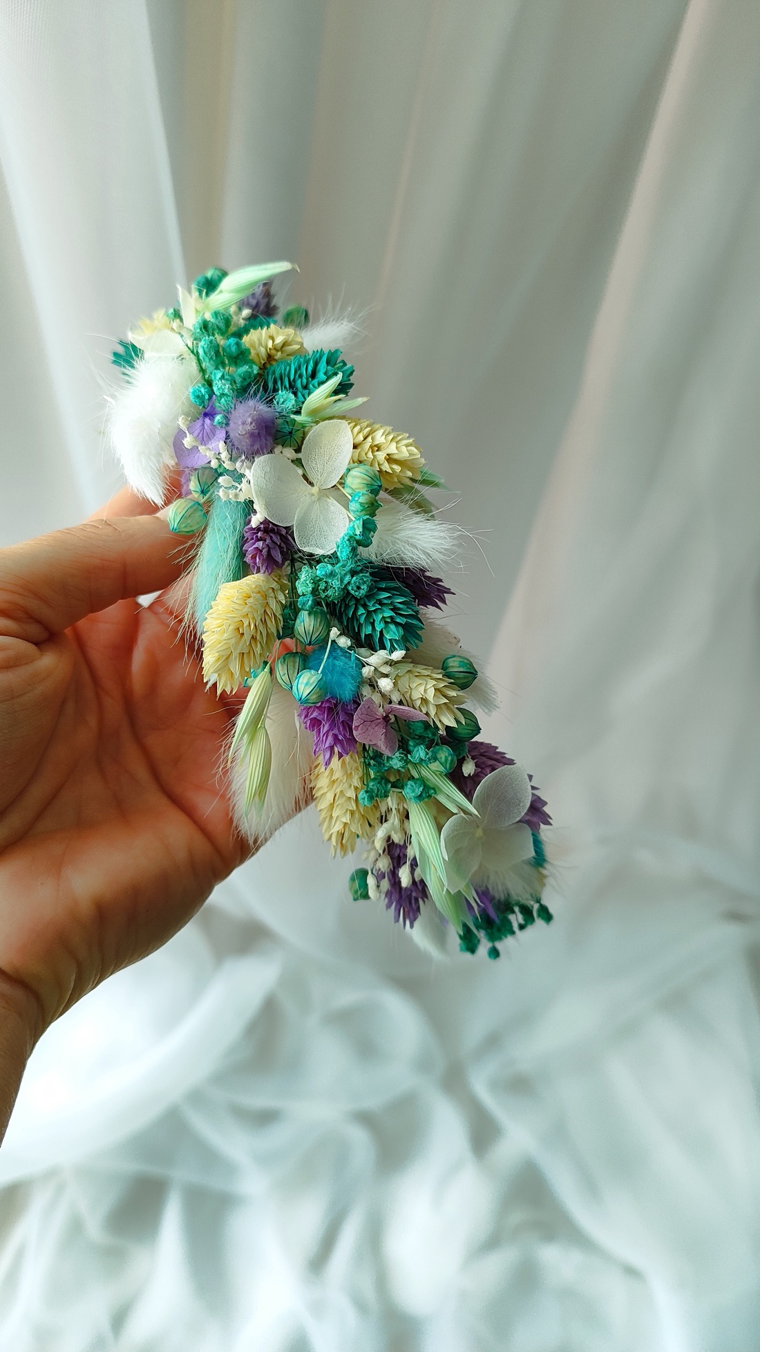 Coronita din flori criogenate si stabilizate pentru premiere/festivitate scoala/nunta - accesorii nuntă - ornamente de păr de nuntă - coroană de cap mireasă - Artynos.ro