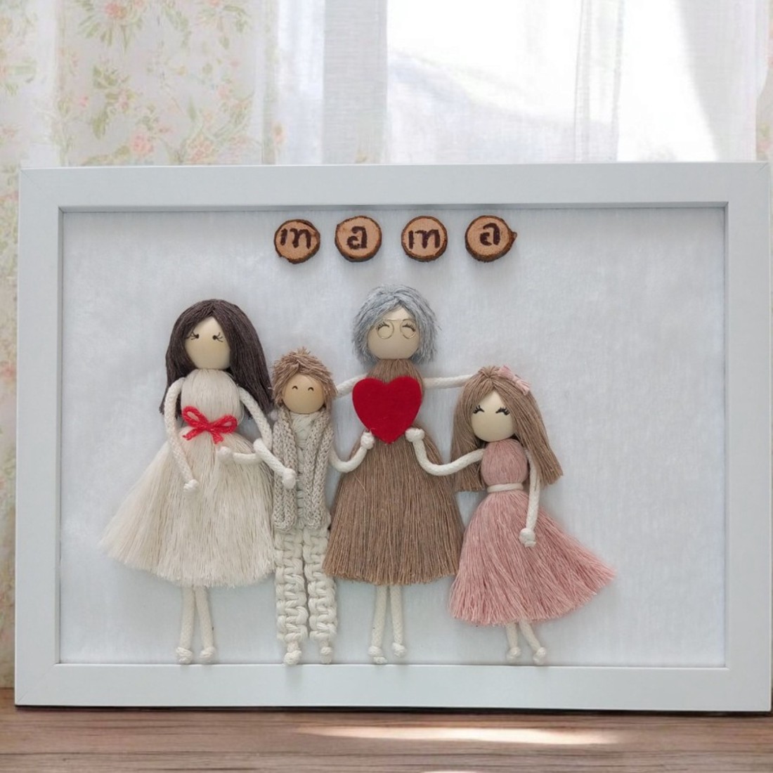 Cadou de Ziua Mamei pentru bunica - Personalizabil 3D Macrame Family Picture -  - Artynos.ro