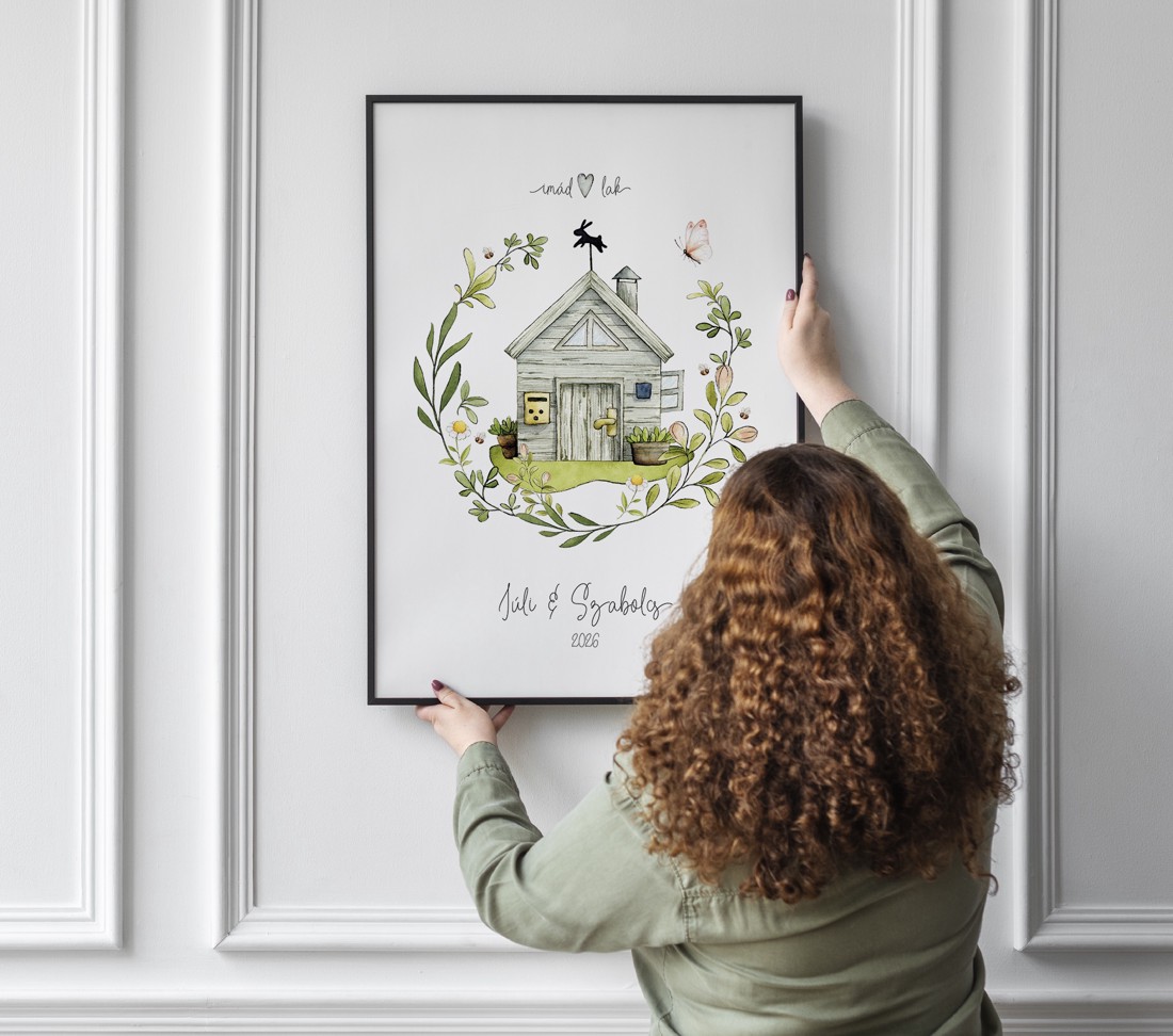 Casă de casă personalizată, imagine de casă de casă, cadou de nuntă, cuplu dedicat numelui, cadou aniversar -  - Artynos.ro
