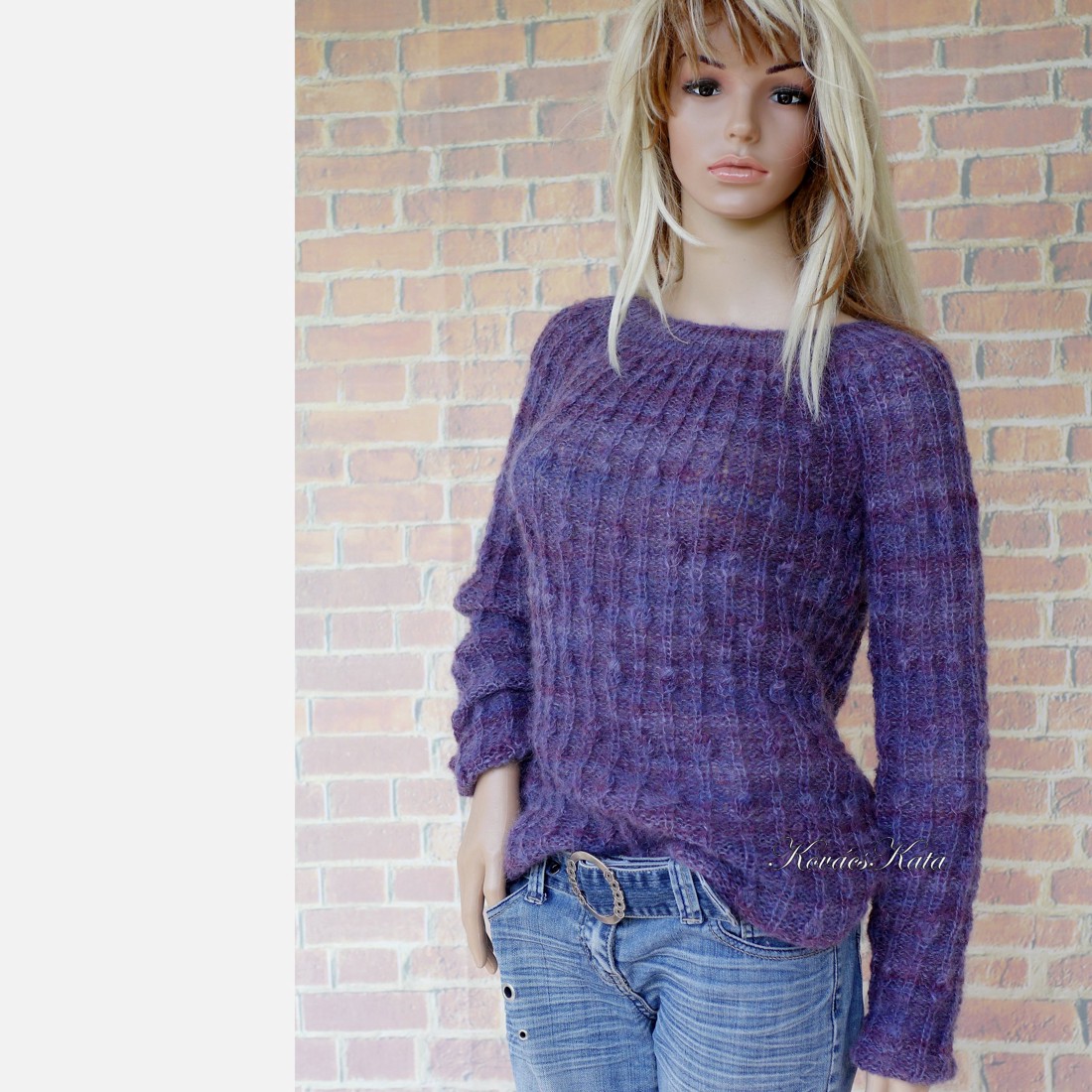 LONCI - pulover exclusiv tricotat manual din mohair / violet - îmbrăcăminte și modă - haine damă - hanorace, cardigane - Artynos.ro