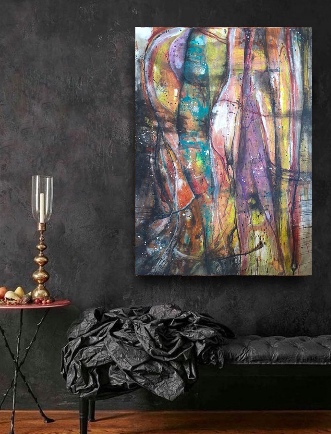 Pădurea din visul meu - pictură abstractă pe pânză, de Zsolt Böszörményi Kovács -  - Artynos.ro