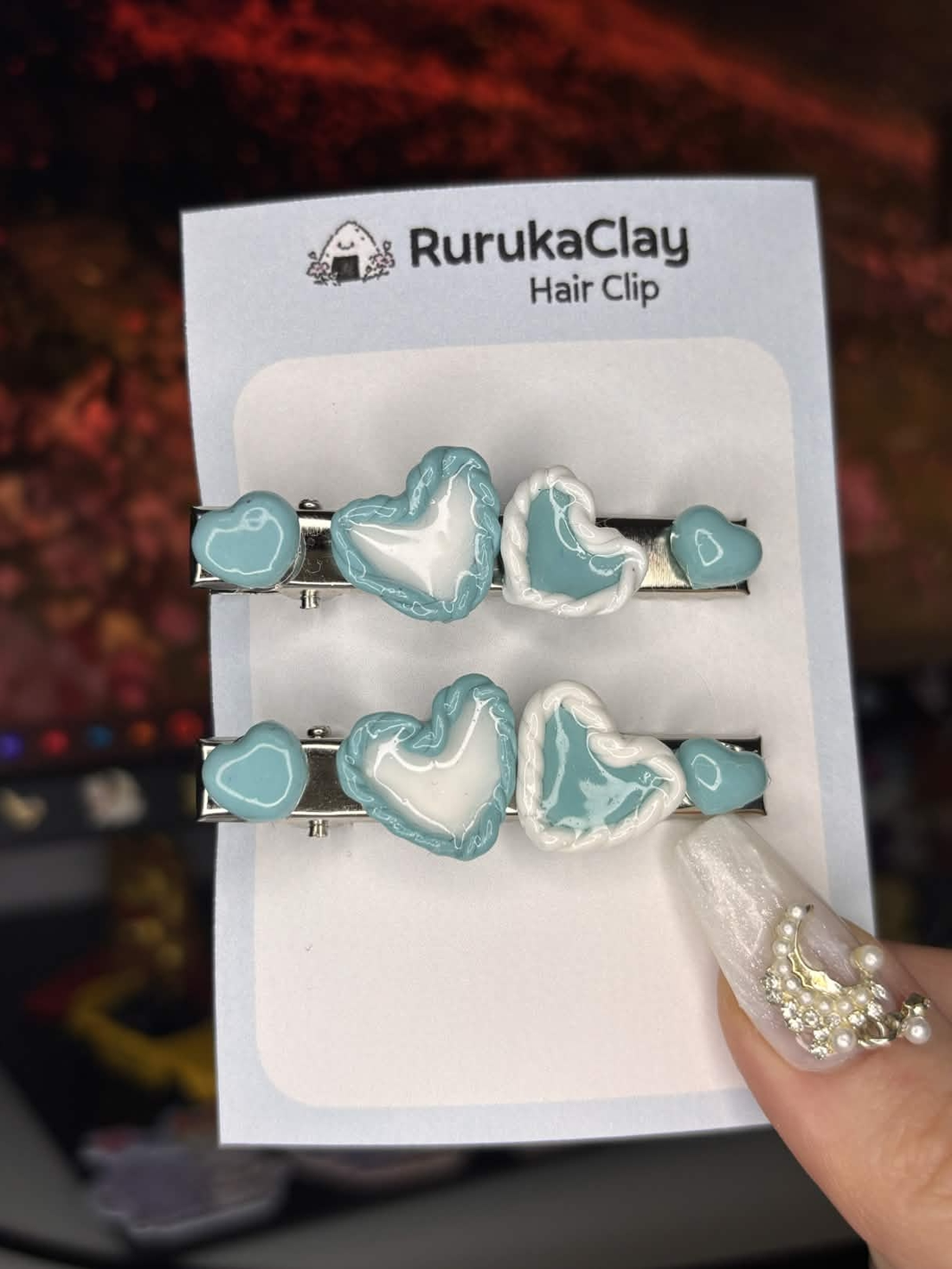 Hair Clip Inima Turcoaz Lut Polimeric - îmbrăcăminte și modă - accesorii păr - bandă de păr și agrafe păr - Artynos.ro