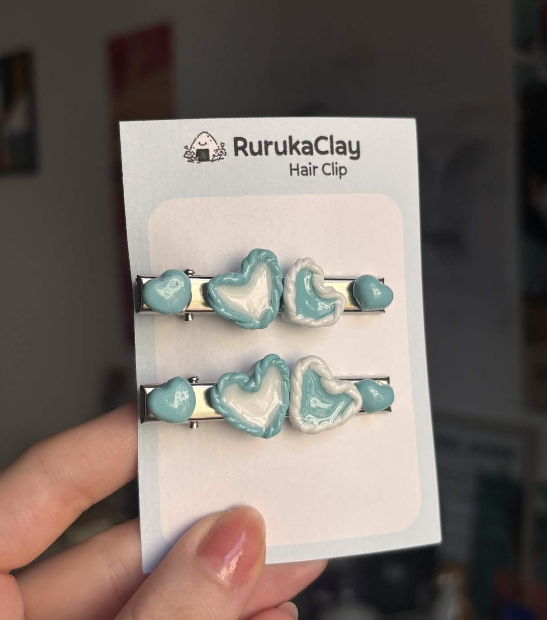 Hair Clip Inima Turcoaz Lut Polimeric - îmbrăcăminte și modă - accesorii păr - bandă de păr și agrafe păr - Artynos.ro