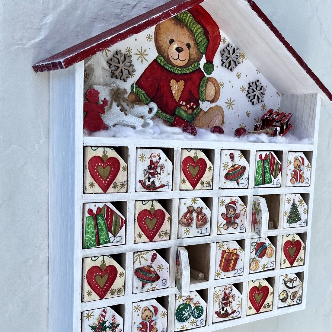 Casă de Advent, calendar  - crăciun - decorațiuni de advent - calendar de advent - Artynos.ro