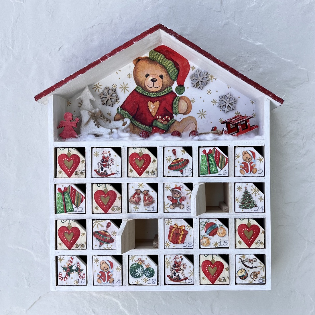 Casă de Advent, calendar  - crăciun - decorațiuni de advent - calendar de advent - Artynos.ro