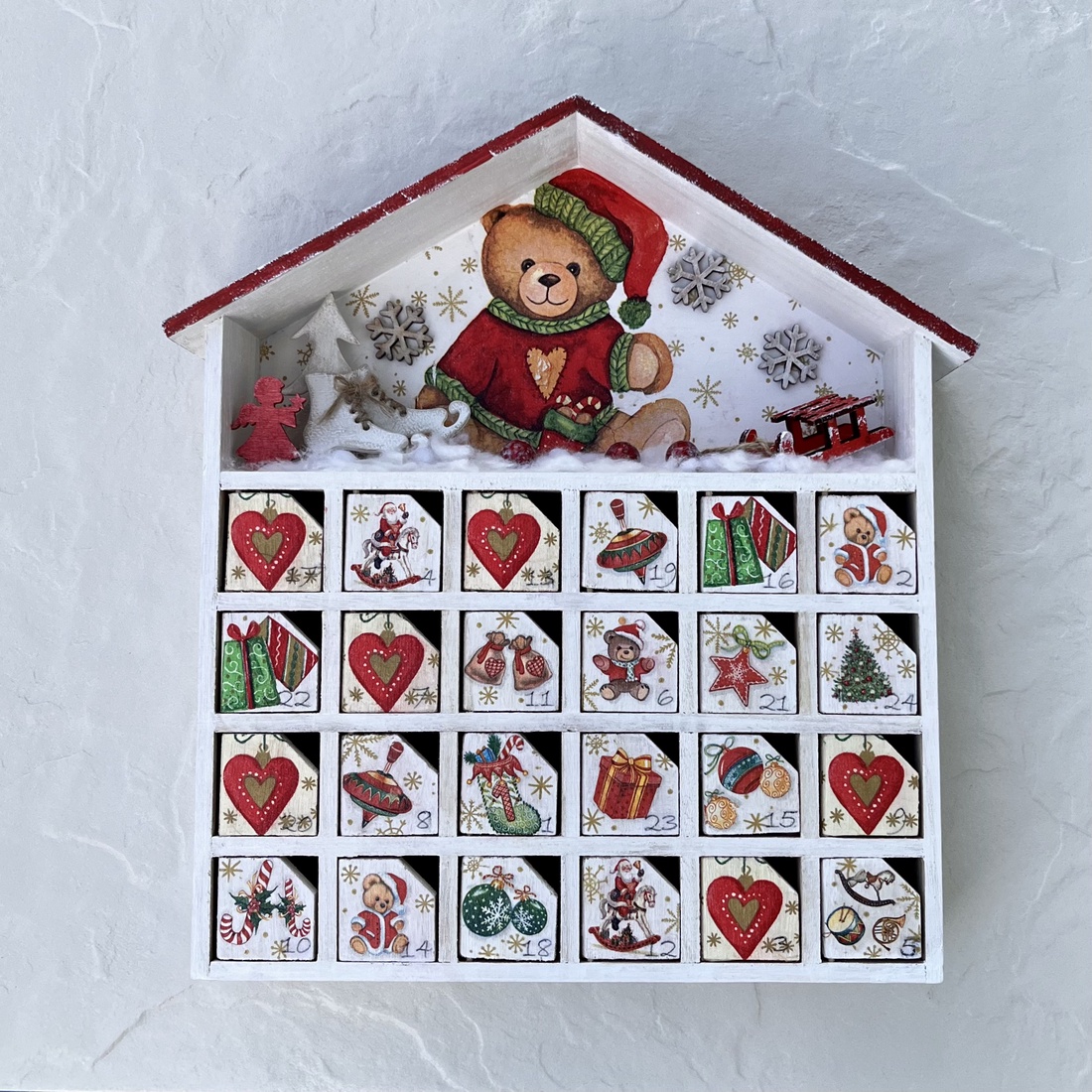 Casă de Advent, calendar  - crăciun - decorațiuni de advent - calendar de advent - Artynos.ro