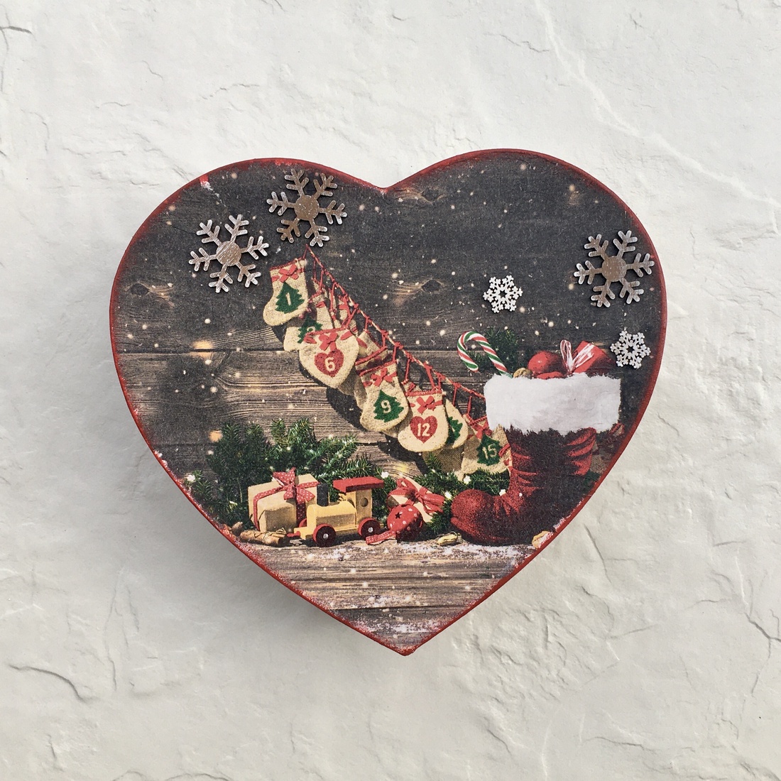 Calendarul Adventului, calendar, inimi  - crăciun - decorațiuni de advent - calendar de advent - Artynos.ro