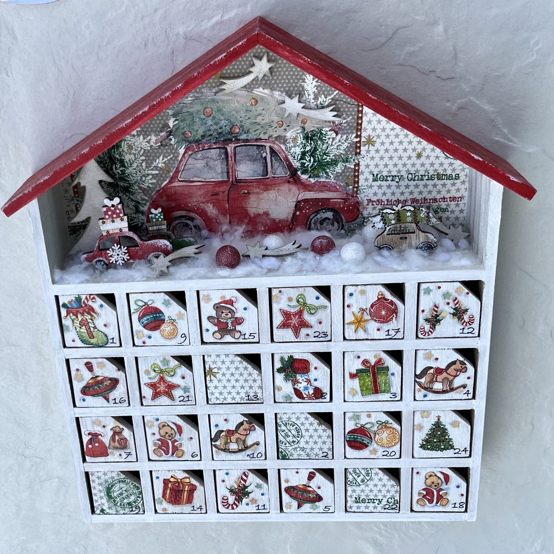 Casă de Advent, calendar  - crăciun - decorațiuni de advent - calendar de advent - Artynos.ro