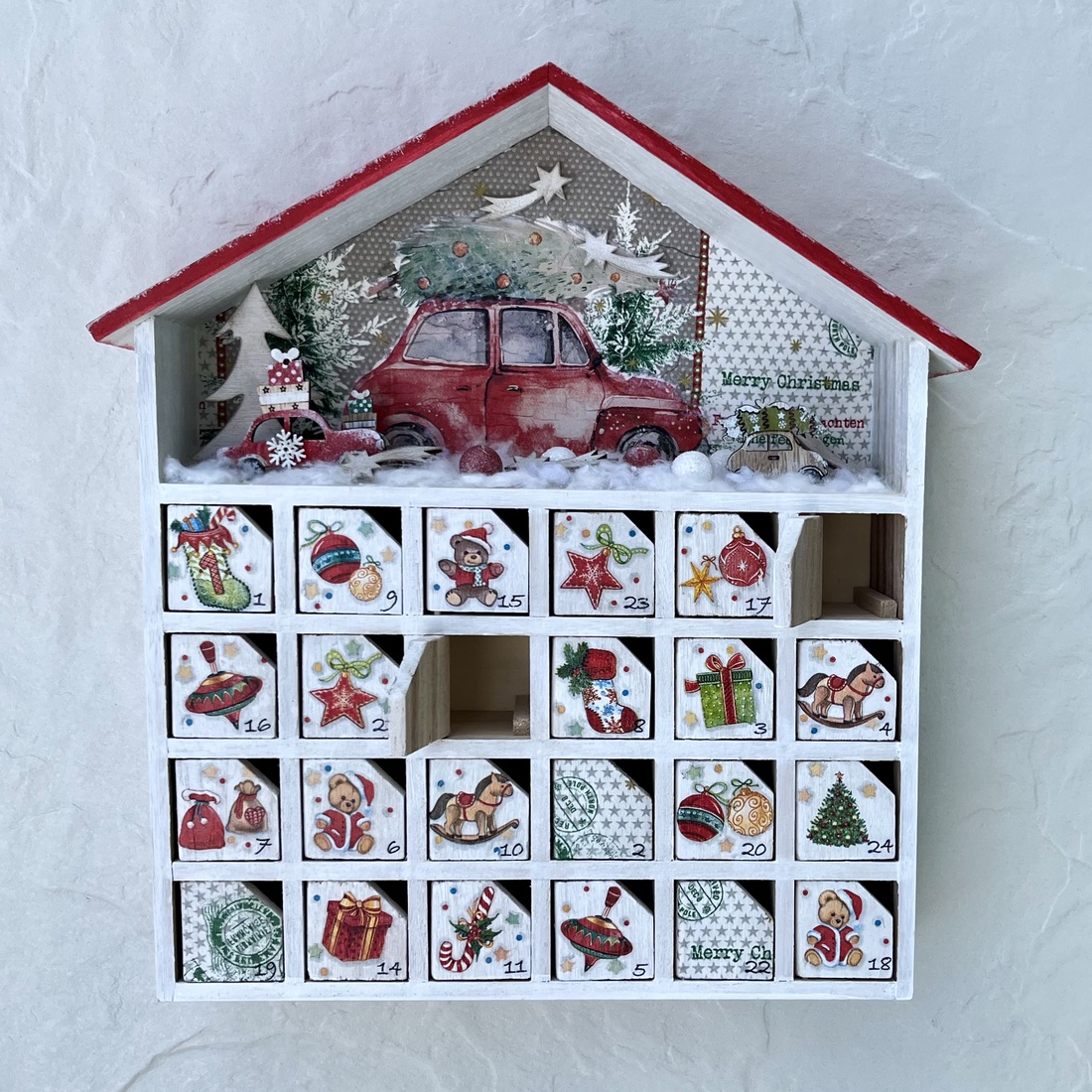 Casă de Advent, calendar  - crăciun - decorațiuni de advent - calendar de advent - Artynos.ro